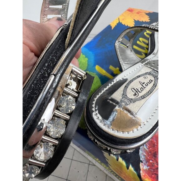 Italina Women’s Black Rhinestone Embellished Sandals Size 8 DW5760 With Box - Picture 6 of 10